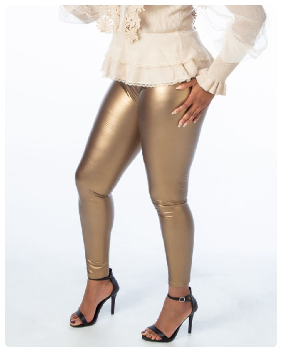 Metallic 3D Leggings Bronze - My Brazilian Boutique