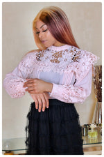 Load image into Gallery viewer, Pink Lace Puff Sleeve Top
