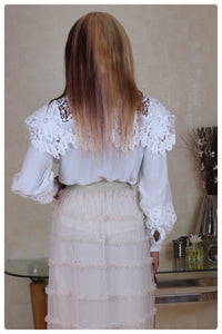 White Lace Puff Sleeve Top