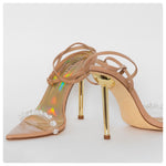 Load image into Gallery viewer, Nude Metallic Clear Gem Stiletto Heels
