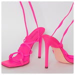 Load image into Gallery viewer, Hot Pink Lace Up Stilleto Heels
