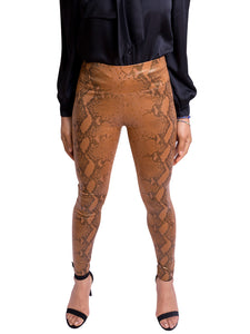 Snake Print Stretchy Leather Look Leggings