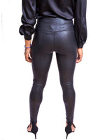 Load image into Gallery viewer, Black Croc Skin Stretchy Leather Look Leggings
