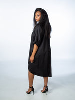 Load image into Gallery viewer, Black High Neck Pleated Sleeve Tunic
