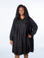 Load image into Gallery viewer, Black Oversized Shirt Dress And Pep Hem
