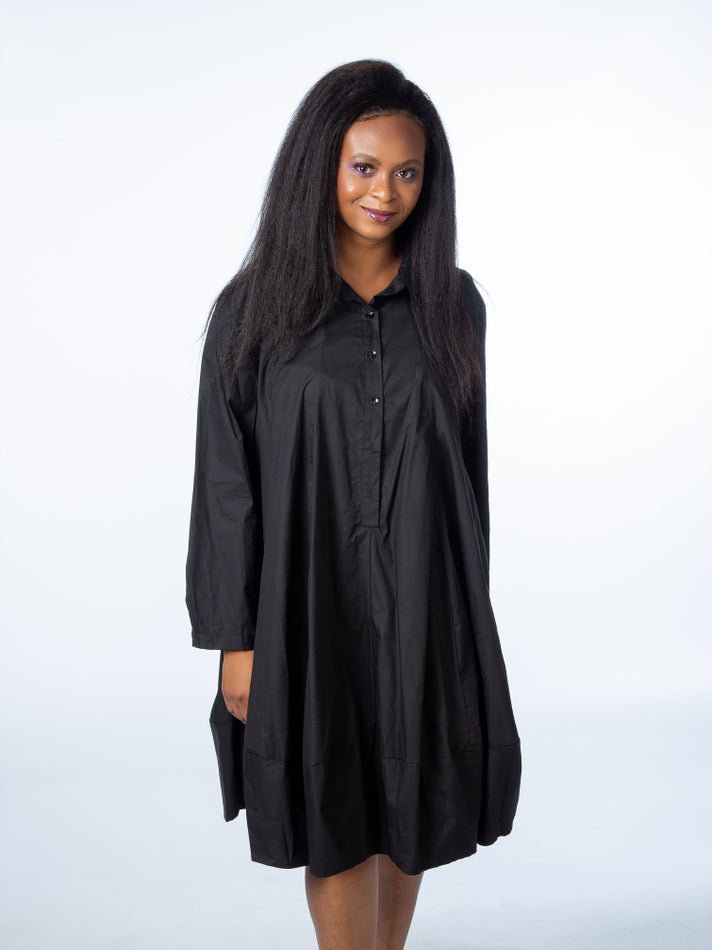 Black Oversized Shirt Dress And Pep Hem