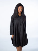 Load image into Gallery viewer, Black Oversized Shirt Dress And Pep Hem
