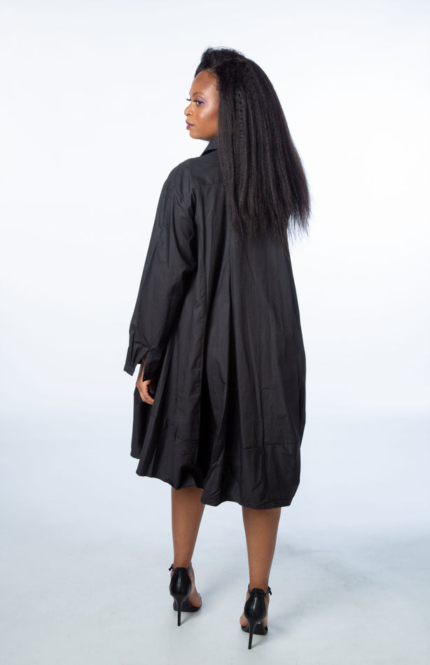 Black Oversized Shirt Dress And Pep Hem