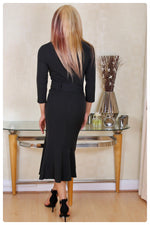 Load image into Gallery viewer, Black Buckle Flippy Midi Dress
