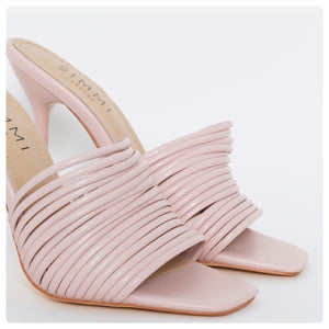 Pink Strappy Stiletto Mules