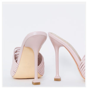 Pink Strappy Stiletto Mules