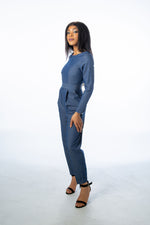 Load image into Gallery viewer, Denim Long Sleeve Jumpsuit
