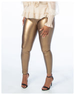 Load image into Gallery viewer, Bronze Stretchy Leather Look Leggings
