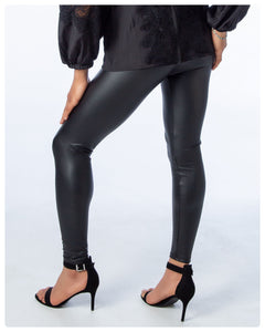 Black  Stretchy Leather Look Leggings