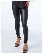 Load image into Gallery viewer, Black  Stretchy Leather Look Leggings
