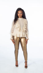 Load image into Gallery viewer, Beige Knitted Jumper With Mesh Sleeves
