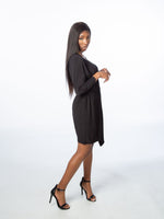 Load image into Gallery viewer, Black Plunge 3/4 Sleeve Dress
